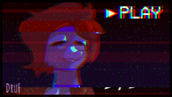 Size: 1920x1080 | Tagged: safe, artist:druf, artist:druf_draws, oc, pegasus, pony, bust, compact cassette, effects, eyelashes, eyes closed, female, gift art, happy, mare, night, nostalgia, portrait, red hair, short hair, sky, smiling, teeth, vhs, wavy hair