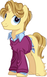 Size: 1786x2875 | Tagged: safe, artist:fibonaccis, oc, oc only, oc:country club, pony, unicorn, base used, clothes, horn, male, simple background, solo, stallion, sweater, transparent background