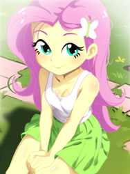 Size: 1536x2048 | Tagged: safe, artist:maxtoon24, fluttershy, human, equestria girls, g4, boots, clothes, female, high heel boots, shirt, shoes, skirt, socks, solo