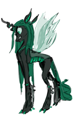 Size: 700x1200 | Tagged: safe, artist:emptygoldstudio, queen chrysalis, changeling, changeling queen, g4, concave belly, female, lanky, long legs, simple background, skinny, solo, tall, thin, white background