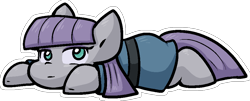 Size: 974x392 | Tagged: safe, artist:zutcha, maud pie, earth pony, pony, g4, female, flat fuck friday, looking at you, lying down, mare, outline, prone, simple background, solo, sploot, transparent background, white outline