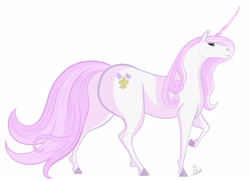 Size: 2258x1632 | Tagged: safe, artist:panthra78, fleur-de-lis, horse, unicorn, g4, female, hoers, horn, mare, raised hoof, simple background, solo, white background