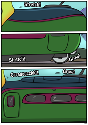 Size: 1614x2283 | Tagged: safe, artist:rex-equinox, part of a set, thorax, changeling, comic:thorax's shocking express, g4, comic, commission, inanimate tf, locomotive, story included, train, trainified, transformation, vehicle