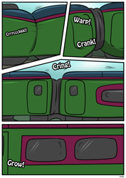 Size: 1614x2283 | Tagged: safe, artist:rex-equinox, part of a set, thorax, changeling, comic:thorax's shocking express, g4, comic, commission, inanimate tf, locomotive, story included, train, trainified, transformation, vehicle