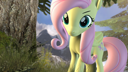 Size: 3840x2160 | Tagged: safe, artist:headphonemc, fluttershy, pegasus, pony, g4, 3d, female, mare, solo, source filmmaker