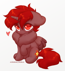 Size: 2200x2400 | Tagged: safe, artist:avroras_world, part of a set, oc, oc only, oc:hardy, alicorn, pony, alicorn oc, chest fluff, chibi, commission, cute, gradient background, heart, horn, looking up, male, ocbetes, simple background, sitting, solo, stallion, white background, wings, ych result