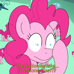 Size: 900x900 | Tagged: safe, artist:unitxxvii, pinkie pie, earth pony, pony, g4, too many pinkie pies, clone, female, meme, oppenheimer, pinkie clone