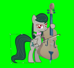 Size: 703x652 | Tagged: safe, artist:alethila, octavia melody, earth pony, pony, fighting is magic, fighting is magic aurora, g4, adobe flash, animated, bipedal, cello, green background, looking at you, musical instrument, one eye closed, palette swap, recolor, simple background, solo, wink, winking at you