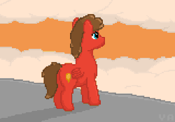 Size: 640x448 | Tagged: safe, artist:valuable ashes, oc, oc only, oc:resin, pegasus, pony, animated, cloud, looking away, male, pixel art, solo, stallion