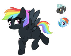 Size: 1024x810 | Tagged: safe, artist:sapphiretwinkle, rainbow dash, thunderlane, oc, pegasus, g4, colored wings, female, mare, offspring, parent:rainbow dash, parent:thunderlane, parents:thunderdash, scar, simple background, transparent background, two toned wings, wings