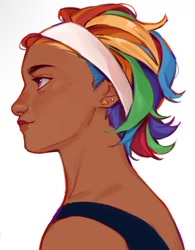 Size: 900x1153 | Tagged: safe, artist:ccacao_, rainbow dash, human, g4, clothes, humanized, piercing, profile, sweatband, tank top