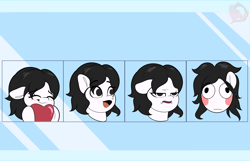 Size: 3600x2324 | Tagged: safe, artist:joaothejohn, oc, oc only, oc:dream weaver, pegasus, pony, blushing, bruh, commission, cute, emoji, emotes, expressions, heart, lidded eyes, male, open mouth, pegasus oc, poggers, shy, smiling, solo, ych result