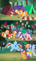 Size: 1280x2159 | Tagged: artist needed, safe, anonymous artist, artist:dashiesparkle, artist:evilangeljs, artist:ironm17, edit, edited screencap, screencap, apple bloom, applejack, cookie crumbles, pear butter, rainbow dash, rarity, scootaloo, sweetie belle, windy whistles, earth pony, pegasus, pony, unicorn, campfire tales, g4, ^^, adopted, adopted daughter, adopted offspring, alternate scenario, apple bloom's bow, apple sisters, applejack's hat, bag, belle sisters, bow, cowboy hat, cute, daaaaaaaaaaaw, eyes closed, female, filly, foal, freckles, grin, hair bow, hat, headcanon, headcanon in the description, horn, looking at each other, looking at someone, mare, mother and child, mother and daughter, parent:cookie crumbles, parent:pear butter, parent:windy whistles, picnic blanket, ruffles, scootadoption, scootalove, siblings, sisters, smiling, smiling at each other, spread wings, suitcase, tent, wholesome, wings