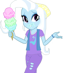 Size: 2322x2619 | Tagged: safe, artist:anayahmed, trixie, equestria girls, g4, alternate universe, food, ice cream, rarityverse, simple background, solo, transparent background