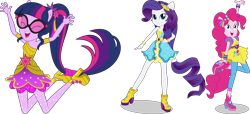 Size: 15053x6887 | Tagged: safe, pinkie pie, rarity, sci-twi, twilight sparkle, equestria girls, equestria girls specials, g4, my little pony equestria girls: dance magic, dance magic (song), simple background, transparent background, vector