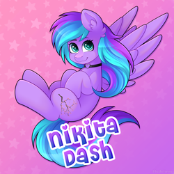 Size: 4000x4000 | Tagged: safe, artist:madelinne, oc, oc only, oc:nikita dash, pegasus, pony, female, flying, looking at you, mare, pegasus oc, smiling, smiling at you, solo, wings