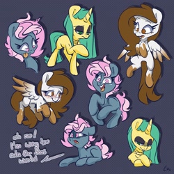 Size: 2200x2200 | Tagged: safe, artist:lou, oc, oc only, oc:dusty star major, oc:juicy dream, oc:peach fuzz, pony, female, mare, pinup