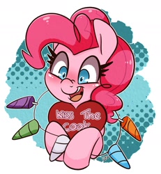 Size: 1856x2008 | Tagged: safe, artist:lou, pinkie pie, earth pony, pony, fanfic:cupcakes, g4, female, heart, mare, open mouth, solo