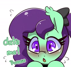 Size: 2200x2056 | Tagged: source needed, safe, artist:lou, oc, oc only, oc:greenfeather, pony, blushing, bust, female, mare