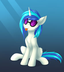 Size: 1920x2145 | Tagged: safe, artist:x-starshade-x, dj pon-3, vinyl scratch, pony, g4, gradient background, solo, tongue out