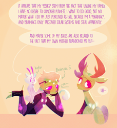 Size: 2048x2248 | Tagged: safe, artist:sockiepuppetry, thorax, changedling, changeling, g4, brainiac 5, crossover, dc comics, dialogue, high res, king thorax, male, speech bubble