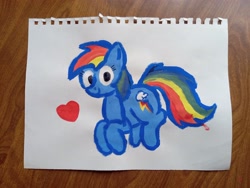 Size: 4160x3120 | Tagged: safe, artist:dhm, rainbow dash, pony, g4, acrylic painting, heart, looking at you, solo, traditional art