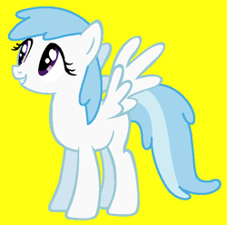 Size: 565x561 | Tagged: safe, artist:frozengembases, artist:maddiewondermanforever36, cotton cloudy, pegasus, pony, g4, adult blank flank, alternate universe, background pony, base used, blank flank, cottonbetes, cute, female, grin, mare, older, older cotton cloudy, simple background, smiling, solo, yellow background
