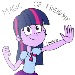 Size: 1657x1657 | Tagged: safe, artist:littlemisspiep, twilight sparkle, human, equestria girls, g4, female, simple background, solo, style emulation, the owl house, white background