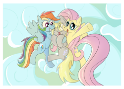 Size: 2100x1500 | Tagged: safe, artist:thatcreepybird, derpy hooves, fluttershy, rainbow dash, pegasus, g4, female, trio