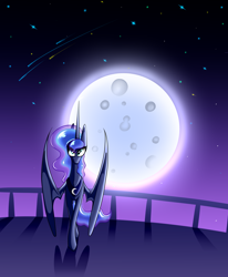 Size: 8176x9936 | Tagged: safe, artist:bumskuchen, princess celestia, princess luna, alicorn, pony, g4, absurd resolution, angry, balcony, female, horn, jewelry, long horn, long mane, long tail, looking at you, moon, necklace, night, princess, royal sisters, royalty, siblings, sisters, solo, tail, wings