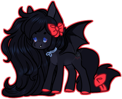 Size: 871x703 | Tagged: safe, artist:lonecrystalcat, oc, oc only, bat pony, pony, g4, base used, bat pony oc, bow, female, hair bow, mare, simple background, solo, transparent background