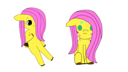 Size: 1366x768 | Tagged: safe, artist:coolgear10, fluttershy, deer, deer pony, hybrid, original species, pegasus, pony, g4, cheek kiss, cute, deer tail, hooves, implied appleshy, implied flarity, implied flutterdash, implied flutterlestia, implied flutterpie, implied lesbian, implied lunashy, implied shipping, implied twishy, kiss mark, kissing, lipstick, mane, shyabetes, simple background, solo, tail, white background, wingding eyes