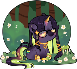 Size: 1208x1085 | Tagged: safe, artist:lonecrystalcat, oc, oc only, pony, unicorn, commission, female, glasses, horn, mare, mushroom, solo, unicorn oc, your character here