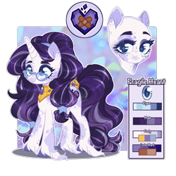 Size: 2500x2500 | Tagged: safe, artist:lonecrystalcat, oc, oc only, oc:fragile heart, pony, unicorn, commission, female, glasses, horn, mare, reference sheet, simple background, solo, transparent background, unicorn oc, ych example, your character here