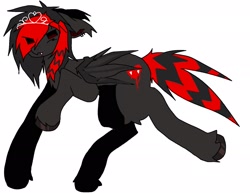 Size: 2048x1583 | Tagged: safe, artist:poniesinmyhead, oc, oc only, oc:cole (poniesinmyhead), bat pony, pony, bat pony oc, edgy, emo, jewelry, red and black oc, red hair, simple background, solo, tiara, white background