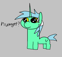 Size: 827x771 | Tagged: artist needed, safe, lyra heartstrings, pony, unicorn, g4, female, gray background, horn, mare, ms paint, numget, simple background, solo, text