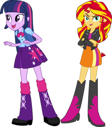 Size: 6682x7573 | Tagged: safe, sunset shimmer, twilight sparkle, alicorn, equestria girls, g4, my little pony equestria girls, simple background, transparent background, twilight sparkle (alicorn), vector