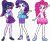 Size: 9697x7977 | Tagged: safe, pinkie pie, rarity, sci-twi, twilight sparkle, equestria girls, g4, my little pony equestria girls: better together, school of rock, belt, blue eyes, blue eyeshadow, blue hair, bow, bracelet, closed mouth, clothes, dress, eyeshadow, female, frilly design, geode of shielding, geode of sugar bombs, geode of telekinesis, glasses, grin, hairband, hand on hip, high heels, jewelry, light skin, magical geodes, makeup, necklace, open mouth, open smile, pencil skirt, pendant, pink and purple streaks, pink hair, pink skin, pocket, polo shirt, ponytail, pose, puffy hair, purple eyes, purple hair, purple skin, rah rah skirt, rarity peplum dress, sandals, sci-twi skirt, shirt, shoes, simple background, skirt, sleeveless, sleeveless dress, sleeveless shirt, smiling, tank top, tights, transparent background, trio, trio female, vector