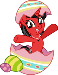 Size: 771x1000 | Tagged: safe, artist:mickey1909, oc, oc only, oc:minnie motion, unicorn, g4, base used, easter, easter egg, female, holiday, horn, simple background, solo, transparent background
