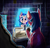 Size: 2278x2203 | Tagged: safe, artist:tina-art, somnambula, pegasus, g4, applying makeup, bathroom, brush, commission, cyberpunk, egyptian, egyptian pony, eyelashes, eyeshadow, fanfic art, female, glitch art, hologram, makeup, mare, mirror, older somnambula, reflection, science fiction, sink, tiles, tongue out, towel