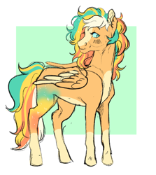 Size: 1620x1819 | Tagged: safe, artist:cactiflowers, oc, oc:golden high, pegasus, pony, colored wings, female, mare, solo, two toned wings, wings