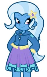 Size: 440x713 | Tagged: safe, artist:sunnyloquacity, trixie, equestria girls, g4, clothes, cute, diatrixes, female, hoodie, simple background, skirt, solo, white background