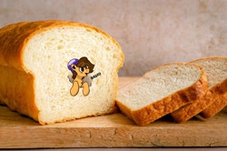 Size: 2162x1438 | Tagged: safe, artist:opalacorn, oc, oc only, earth pony, pony, bread, food, irl, male, photo, ponies in food, ponies in real life, solo, stallion, tiny, tiny ponies
