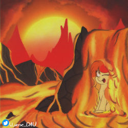 Size: 3072x3072 | Tagged: safe, artist:juniverse, oc, oc only, oc:juniverse, earth pony, pony, 90s filter, bathing, cute, exoplanet, fact, female, happy, intense heat, lava, magma, mountain, smiling, space pony, stars