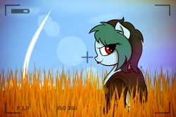 Size: 3000x2000 | Tagged: safe, artist:cherbeus42, oc, oc:delta vee, pegasus, pony, camera, female, filly, foal, grass, grass field, polygon, red eyes, sky, smiling, solo, tongue out