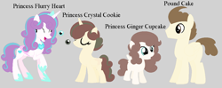 Size: 1176x468 | Tagged: safe, artist:alyssadawnmyers, artist:selenaede, pound cake, princess flurry heart, oc, oc:princess crystal cookie, oc:princess ginger cupcake, alicorn, pegasus, pony, g4, base used, concave belly, cute, eyes closed, father and child, father and daughter, female, filly, flurrybetes, foal, folded wings, group, height difference, husband and wife, male, mare, mother and child, mother and daughter, ocbetes, offspring, older, older flurry heart, older pound cake, parent:pound cake, parent:princess flurry heart, parents:poundflurry, physique difference, poundabetes, quartet, raised hoof, ship:poundflurry, shipping, siblings, simple background, sisters, slender, stallion, straight, thin, wings