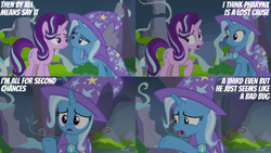 Size: 2000x1125 | Tagged: safe, edit, edited screencap, editor:quoterific, screencap, starlight glimmer, trixie, g4, my little pony: friendship is magic, to change a changeling