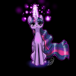 Size: 2048x2048 | Tagged: safe, artist:londynlittleartist, twilight sparkle, alicorn, pony, g4, black background, magic, simple background, solo, twilight sparkle (alicorn)
