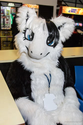 Size: 1024x1536 | Tagged: safe, oc, oc only, oc:wolfsong dreamer, badge, bust, fursuit, irl, photo, ponysuit, portrait