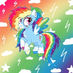 Size: 1280x1280 | Tagged: safe, artist:starlight192004, rainbow dash, pegasus, pony, g4, female, gradient background, rainbow background, redesign, solo